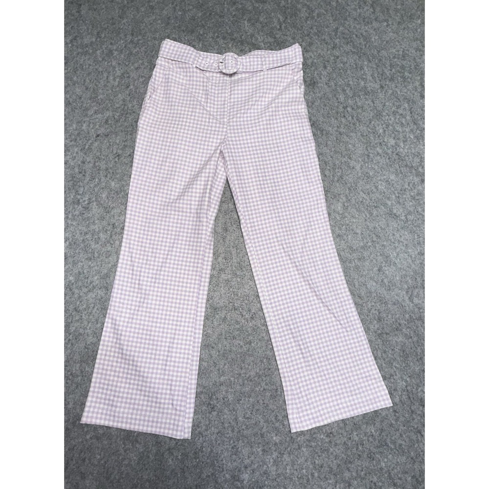 Loft NWT The Sutton Kick Crop Belted Purple Plaid Pants, Size 6